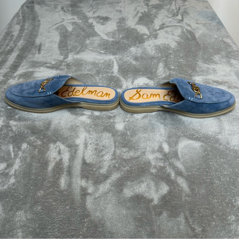 Sam Edelman Women’s Kira Blue & Gold Stone Suede Mule Size 9 M Slide On Shoes - Picture 5 of 16